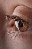 Anonymous kid with tears on eyelashes photo