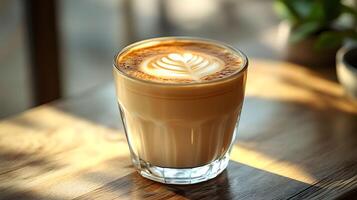 Freshly Brewed Latte with Latte Art photo