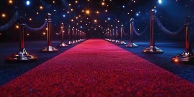 Red carpet event venue with starlit decor and velvet ropes creating an elegant atmosphere for guests and celebrities photo