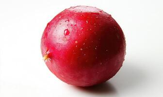 A red fruit with a stem on top photo