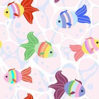 seamless pattern design of colorful swimming fish vector