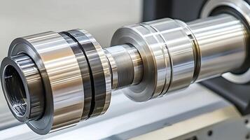 Precision Engineered Metal Component Rotating In Machine photo