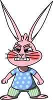 Illustration of an angry bunny character, ideal for character design and expressing negative emotions. vector