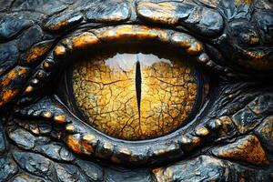 Close-Up of Reptile Eye with Detailed Texture for Nature Art and Design photo