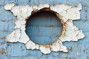 Abstract Weathered Wall Texture with Circular Hole for Creative Design Projects photo