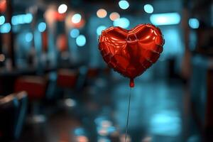 Heart-Shaped Balloon in Romantic Evening Ambiance for Valentine's Day Decor and Design photo