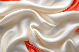 Luxurious Cream and Red Silk Fabric, Ideal for Elegant Design and Textile Projects photo