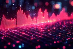 Vibrant Digital Data Visualization with Dynamic Red Graphs for Technology and Finance Design photo