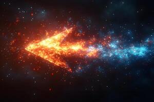 Futuristic Fiery Arrow with Glowing Energy Trail in Cosmic Space Concept photo
