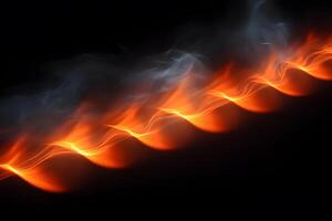 Abstract Fiery Light Wave with Smoke on Black Background - Dynamic Energy Design photo