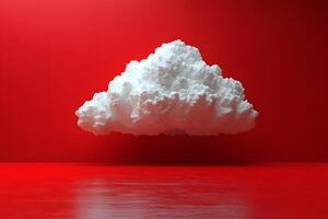Surreal Red Interior with Floating Cloud for Modern Art and Design Concepts photo