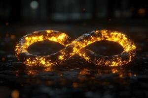 Glowing Infinity Loop in Dark Mystical Setting for Futuristic Design photo