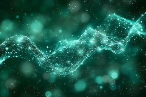 Futuristic Network Wave of Connected Nodes in Abstract Digital Space photo
