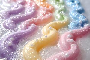 Colorful Whipped Soap in Rainbow Pattern with Bubbles for Spa and Skincare Themes photo