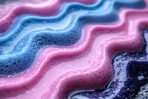 Abstract Colorful Foam Waves in Blue and Pink - Dynamic Background Design for Creative Projects photo