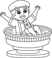 Baptism Baby Boy on Baptismal Font Isolated vector