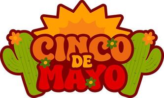 Cinco de Mayo Cactus Typography Script Isolated vector
