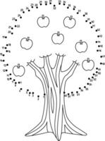 Dot to Dot Apple Tree Isolated Coloring Page vector