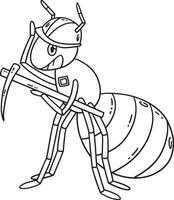 Ant Worker Isolated Coloring Page for Kids vector