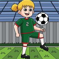Female Soccer Player Dribbling with Knee Colored vector