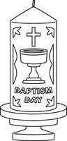 Baptism Day Candles Isolated Coloring Page vector