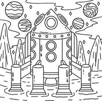 Space Rocket with Multiple Thrusters Coloring Page vector