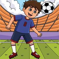 Male Soccer Player Attacking Ball Head Colored vector