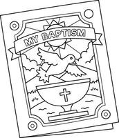Baptism Invitation Card Isolated Coloring Page vector