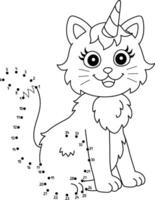 Dot to Dot Unicorn Cat Isolated Coloring Page vector