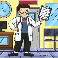Doctor with Clipboard and Stethoscope Colored vector