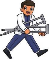Doctor with a Walking Cane for a Patient Clipart vector