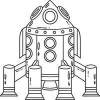 Space Rocket Multiple Thrusters Isolated Coloring vector
