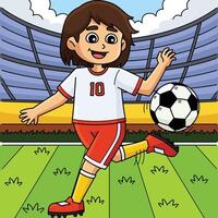 Female Soccer Player with Ball Tricks Colored vector
