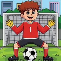 Male Soccer Player Goalkeeper Colored Cartoon vector