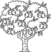 Apricot Tree Fruit Plant Isolated Coloring Page vector