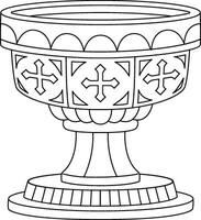 Baptism Baptismal Font Isolated Coloring Page vector