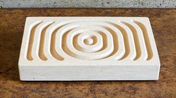 Abstract Spiral Design Beige Concrete Decorative Tray Modern Home Decor photo
