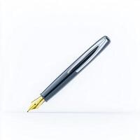 Elegant Black Fountain Pen Ready to Write on White Background Professional Stationery Object photo
