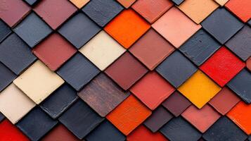Colorful Square Tiles Pattern Background Texture Design Vibrant Red Orange Brown Beige Black Shades photo