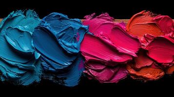 Vibrant Swirls of Blue Pink and Orange Oil Paint Textures Abstract Art Background photo