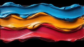 Vibrant Swirls of Blue Yellow and Red Oil Paint Abstract Art Background Texture photo