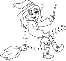 Dot to Dot Witch Girl Isolated Coloring Page vector