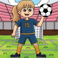 Female Soccer Player Colored Cartoon Illustration vector