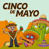 Cinco de Mayo Poster Square Banner Background vector