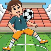 Male Soccer Player Stopping Ball Colored Cartoon vector