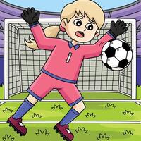 Female Soccer Player Goalkeeper Colored Cartoon vector