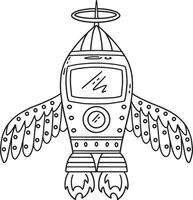 Space Rocket with Wings Isolated Coloring Page vector