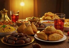 A table with various dishes of food photo