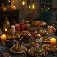 A table with many different types of food photo