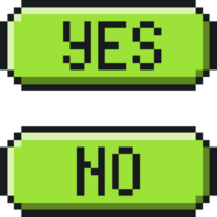 Pixel art Green button yes or no. Retro game button. png